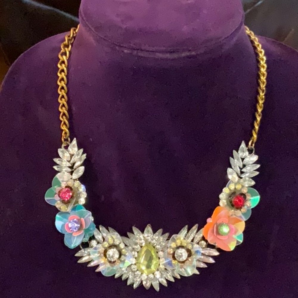 Multi Colored, Costume Statement Necklace - image 1